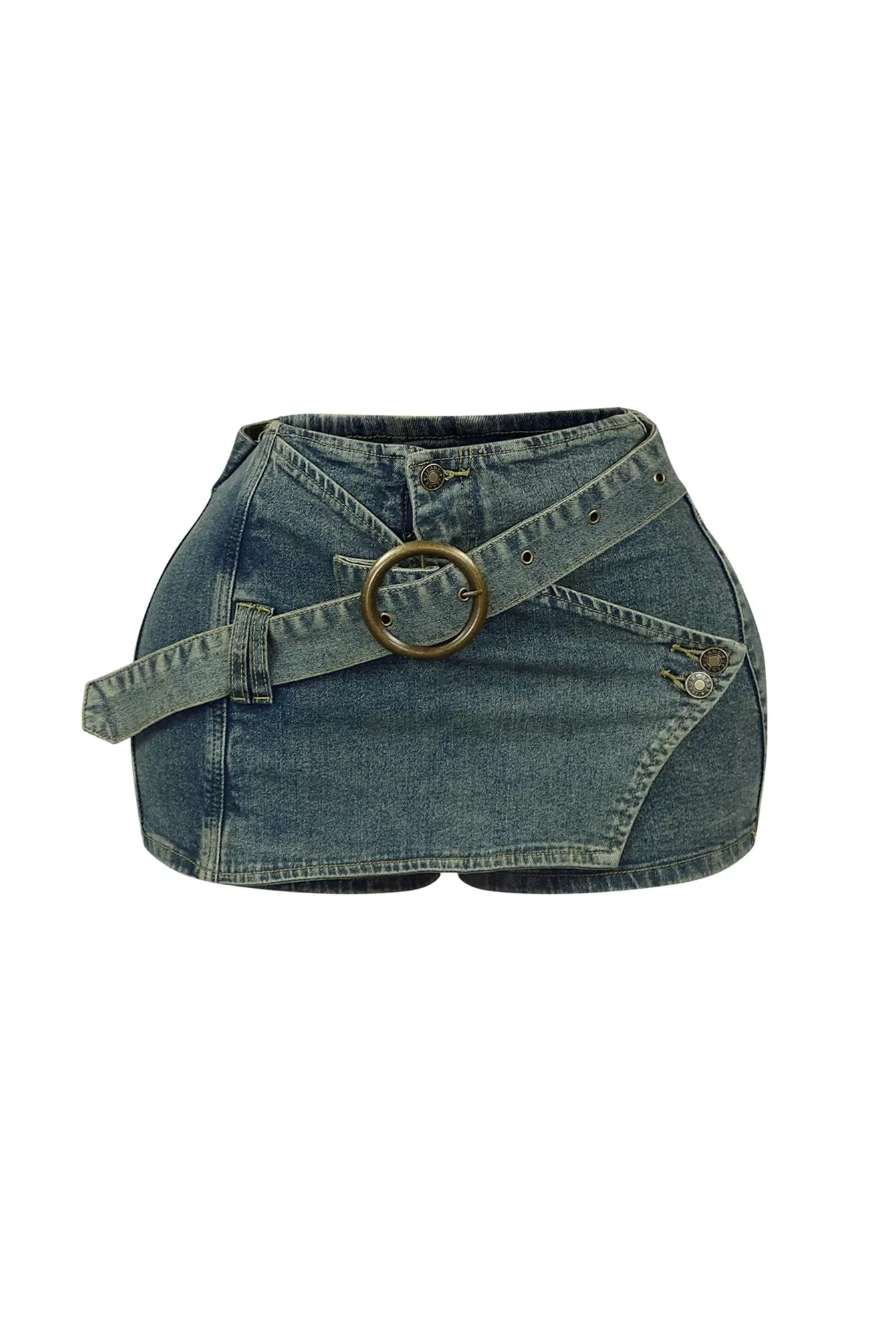 Bring It Back Vintage Belted Denim Skort