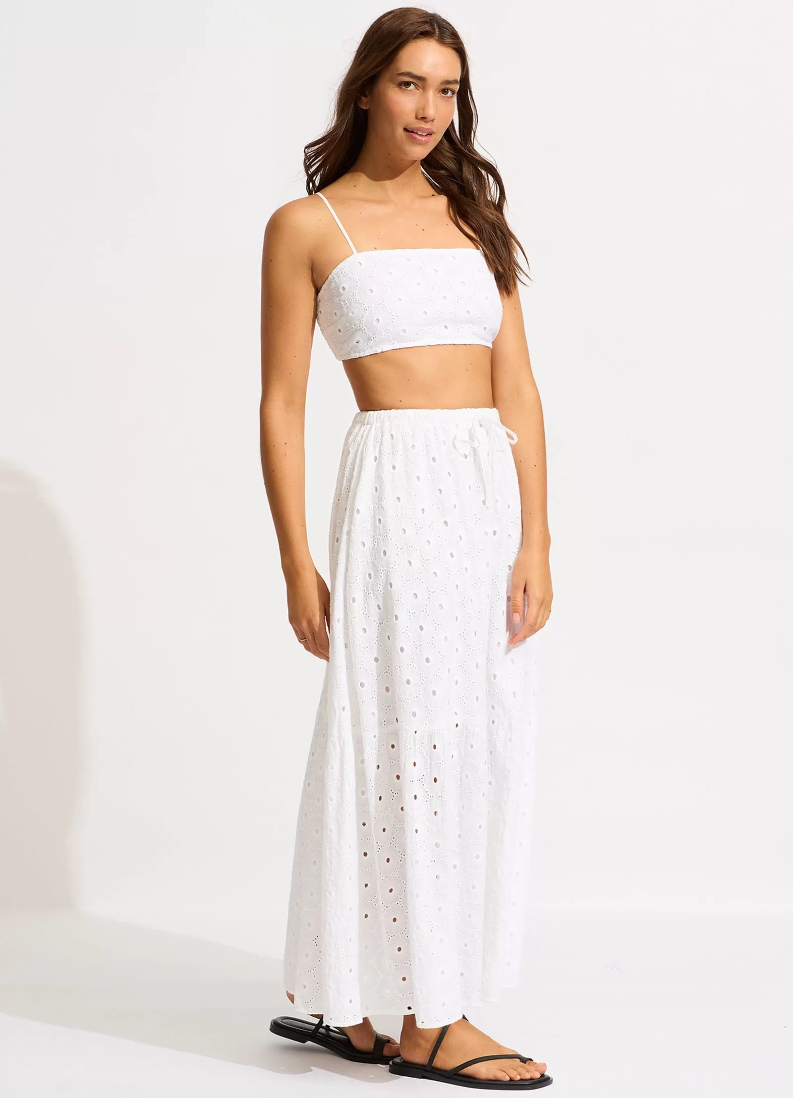 Broderie Maxi Skirt - White