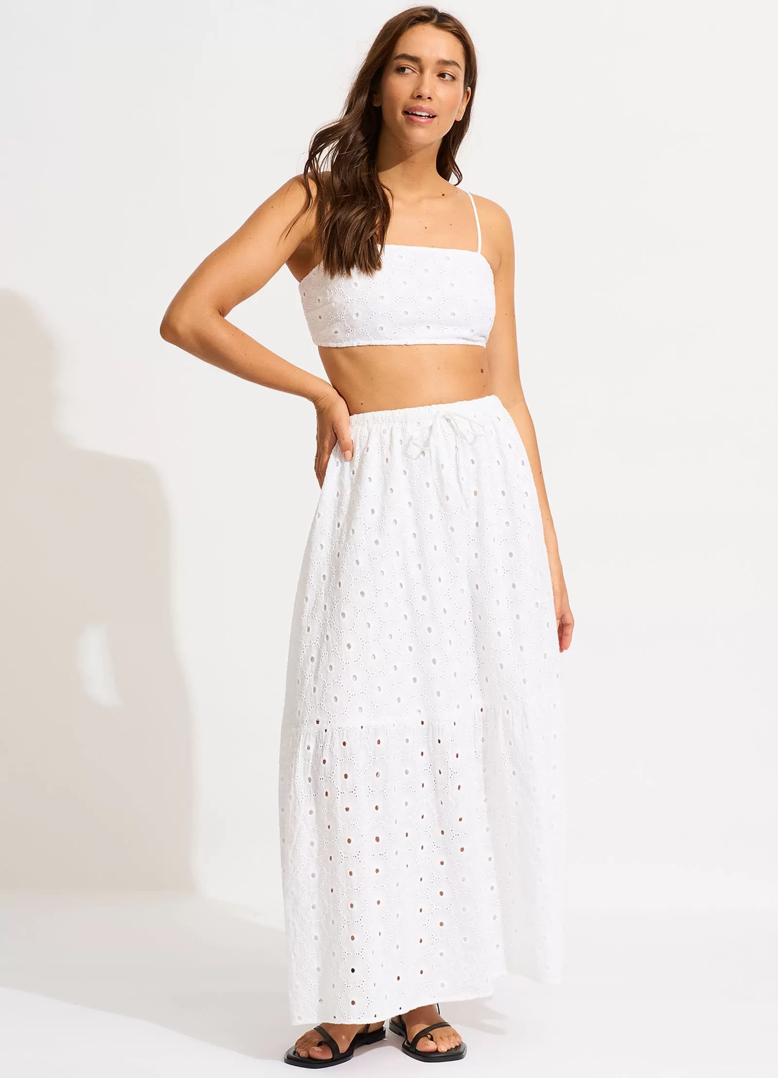 Broderie Maxi Skirt - White