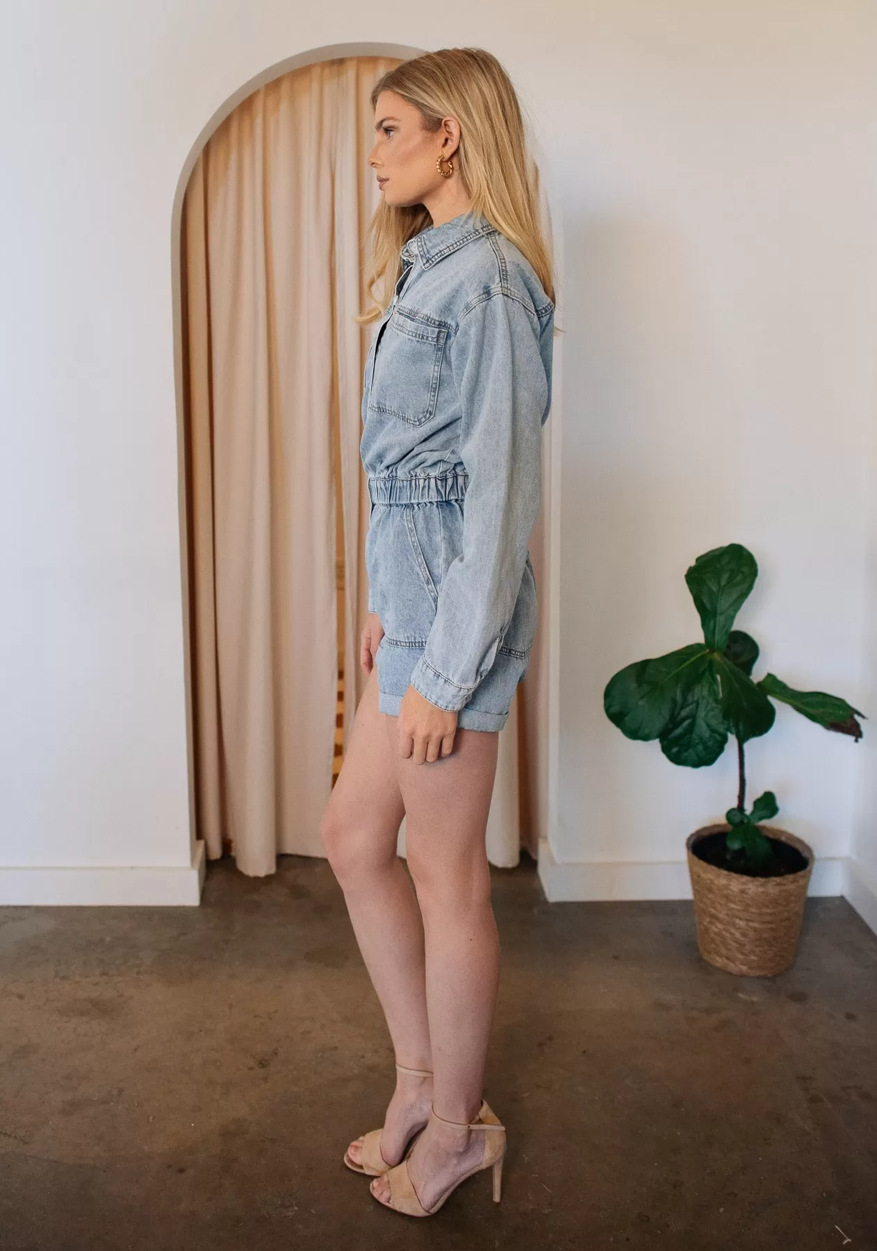 Brooke Denim Utility Romper - Final Sale