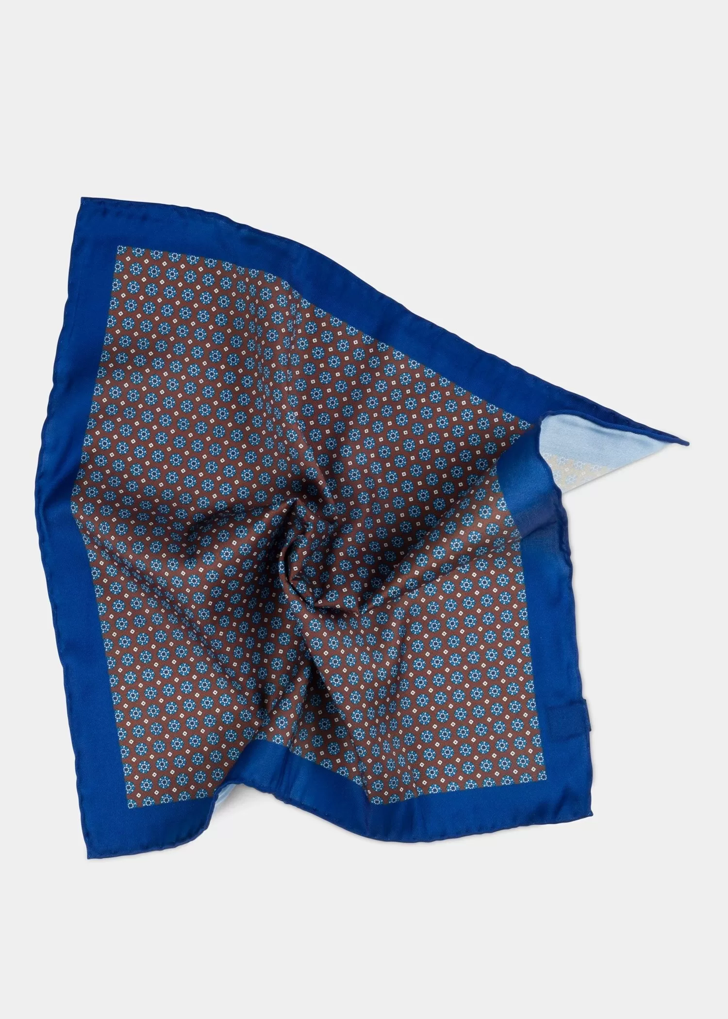 Brown Blue Dots Pocket Square