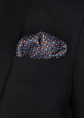 Brown Blue Dots Pocket Square