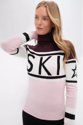 Burgundy and Petal Pink Ski Schild Sweater