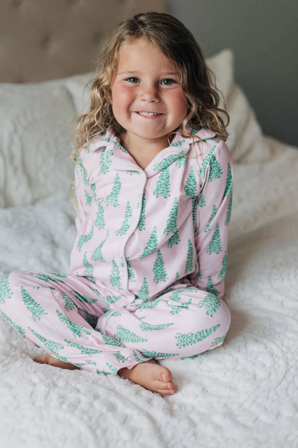 Button Down PJs - Pink Christmas Tree PREORDER