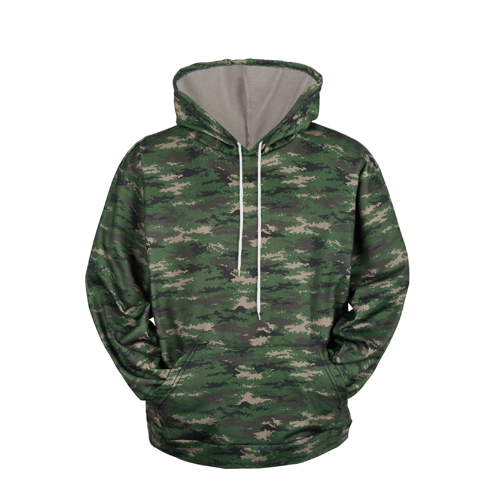 CAMO DRAWSTRING POCKET HOODIE