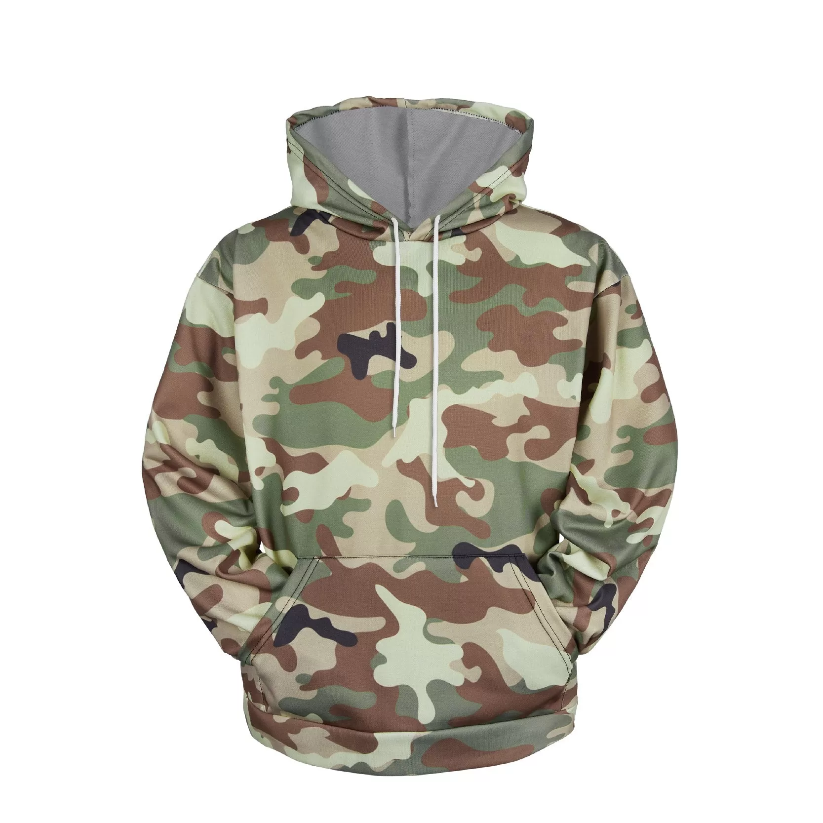 CAMO DRAWSTRING POCKET HOODIE