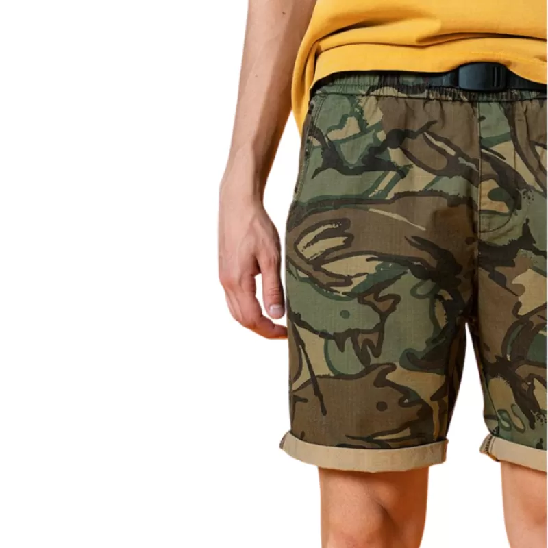 Camouflage Print Drawstring Shorts