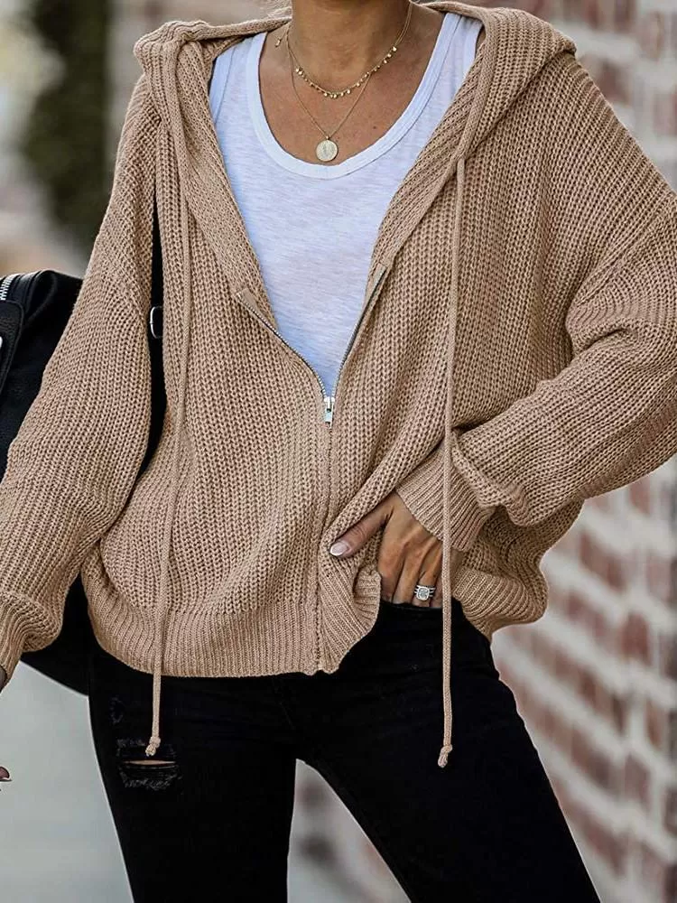 Cardigan Sweat Capuche zippé Manches Longues