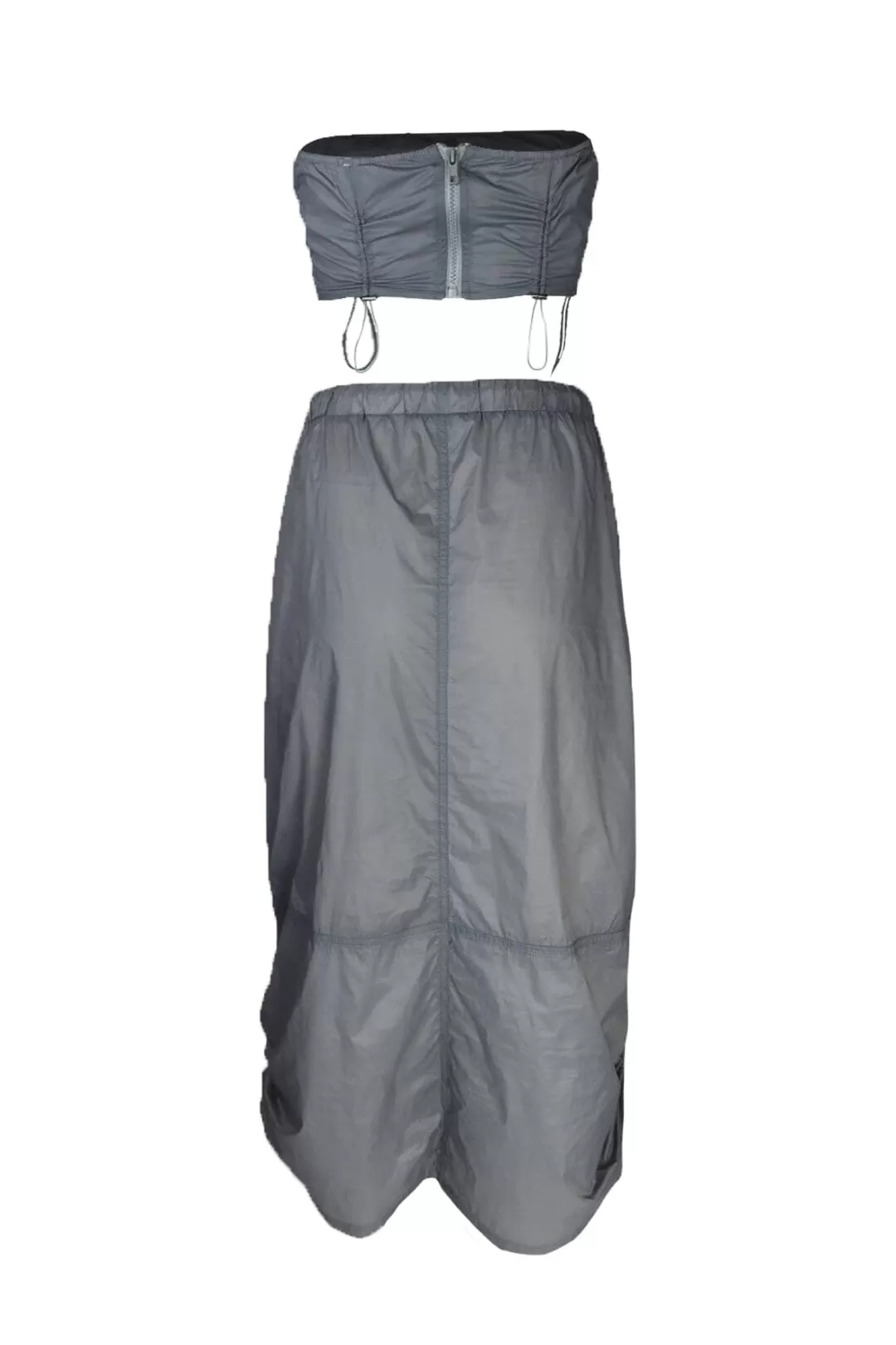 Cassidy Nylon Tube Top & Midi Skirt SET