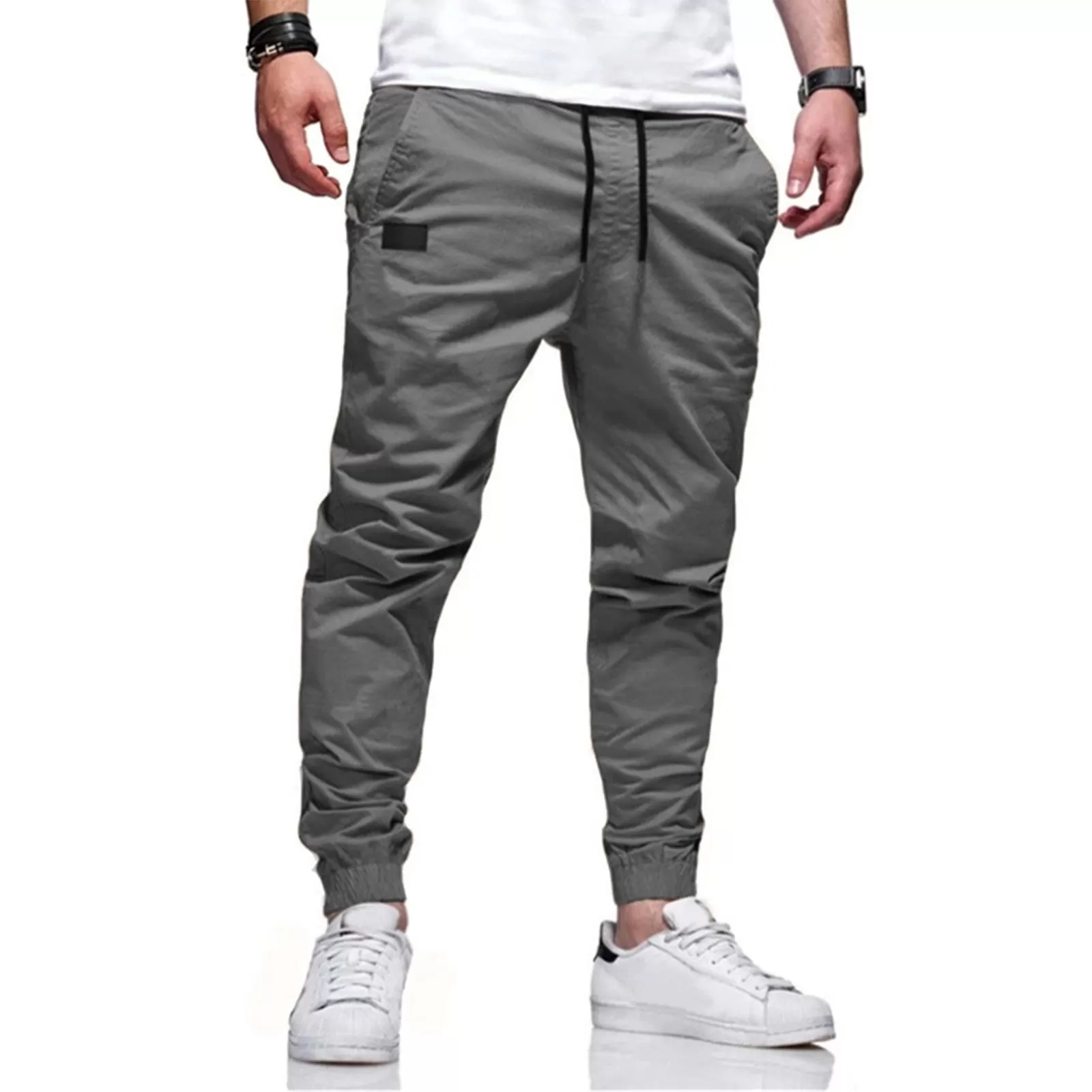 CASUAL DRAWSTRING MULTI-POCKETS JOGGER PANTS