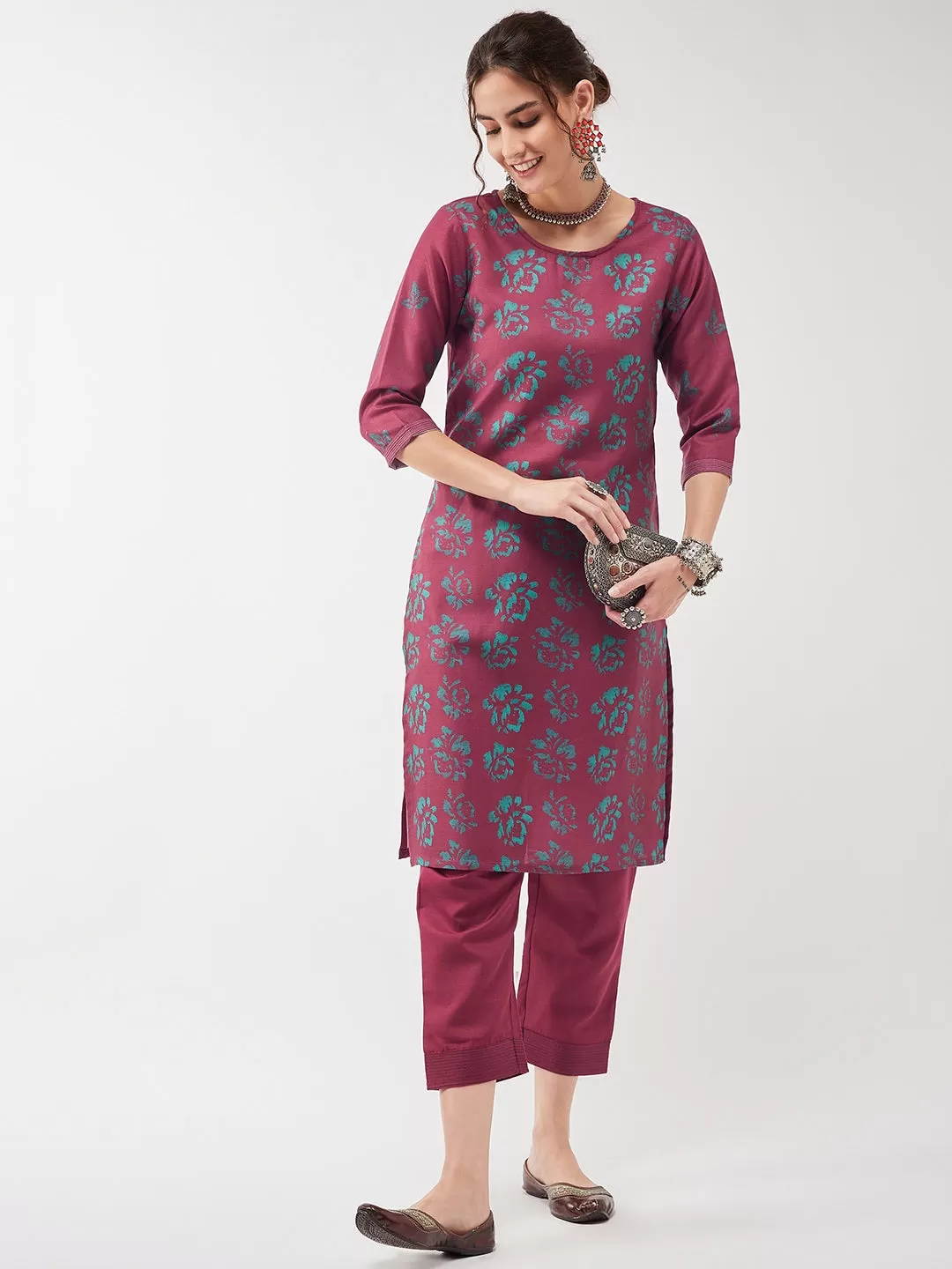 Casual Printed Kurta With Matching Pant Set