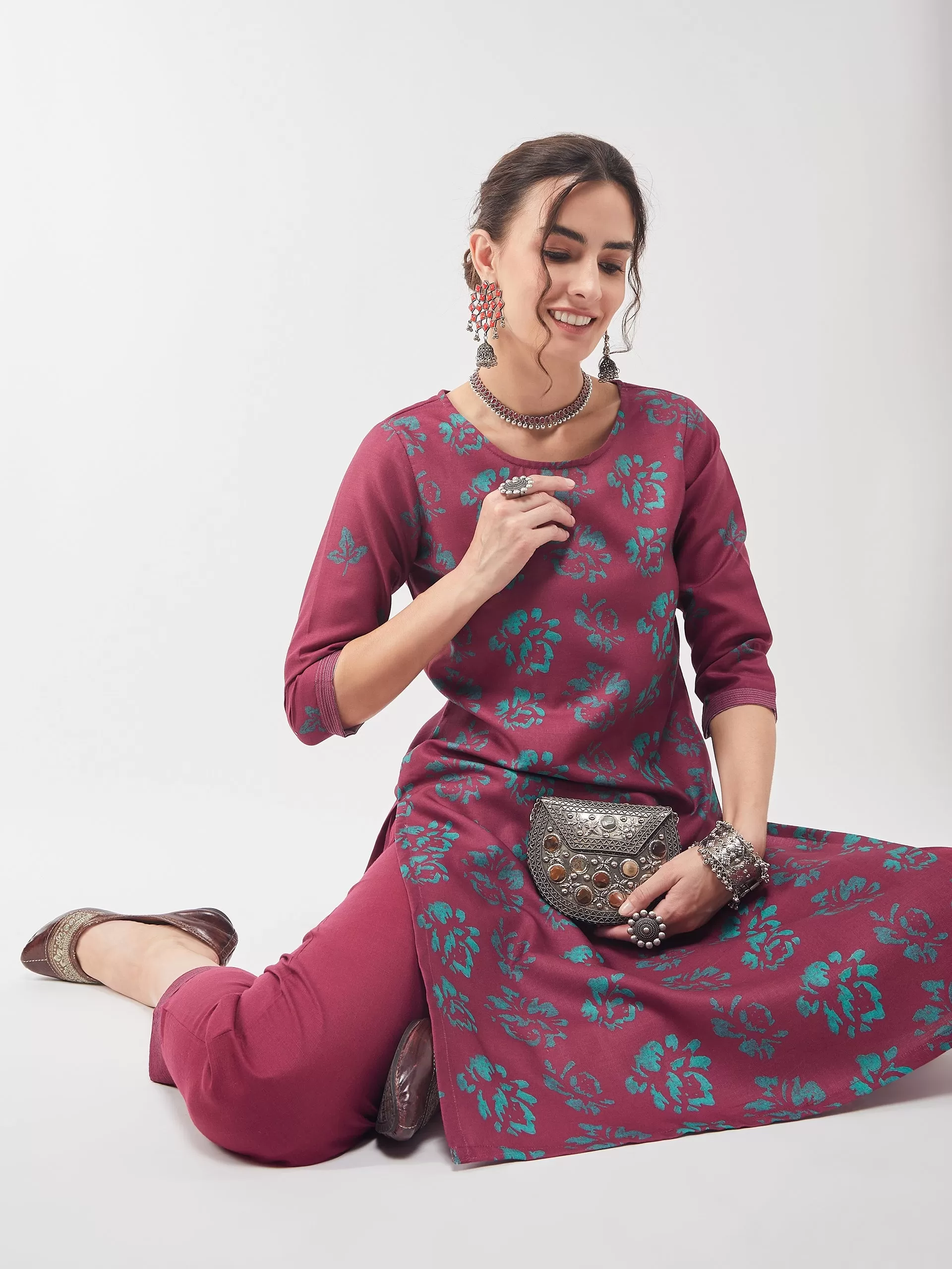 Casual Printed Kurta With Matching Pant Set