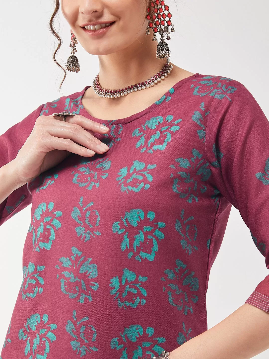 Casual Printed Kurta With Matching Pant Set