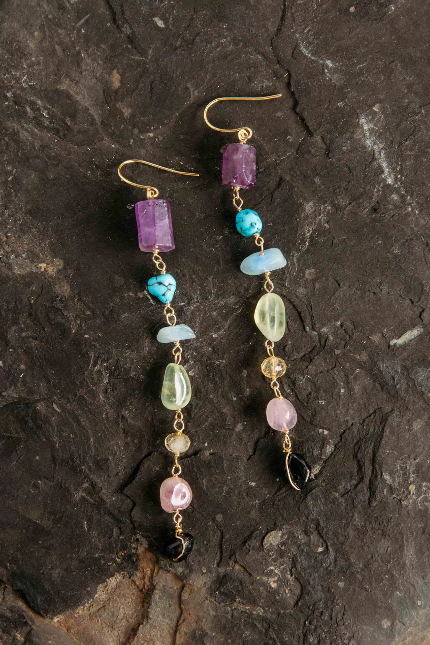 Chakra Swingers Gemstone Dangle Earrings