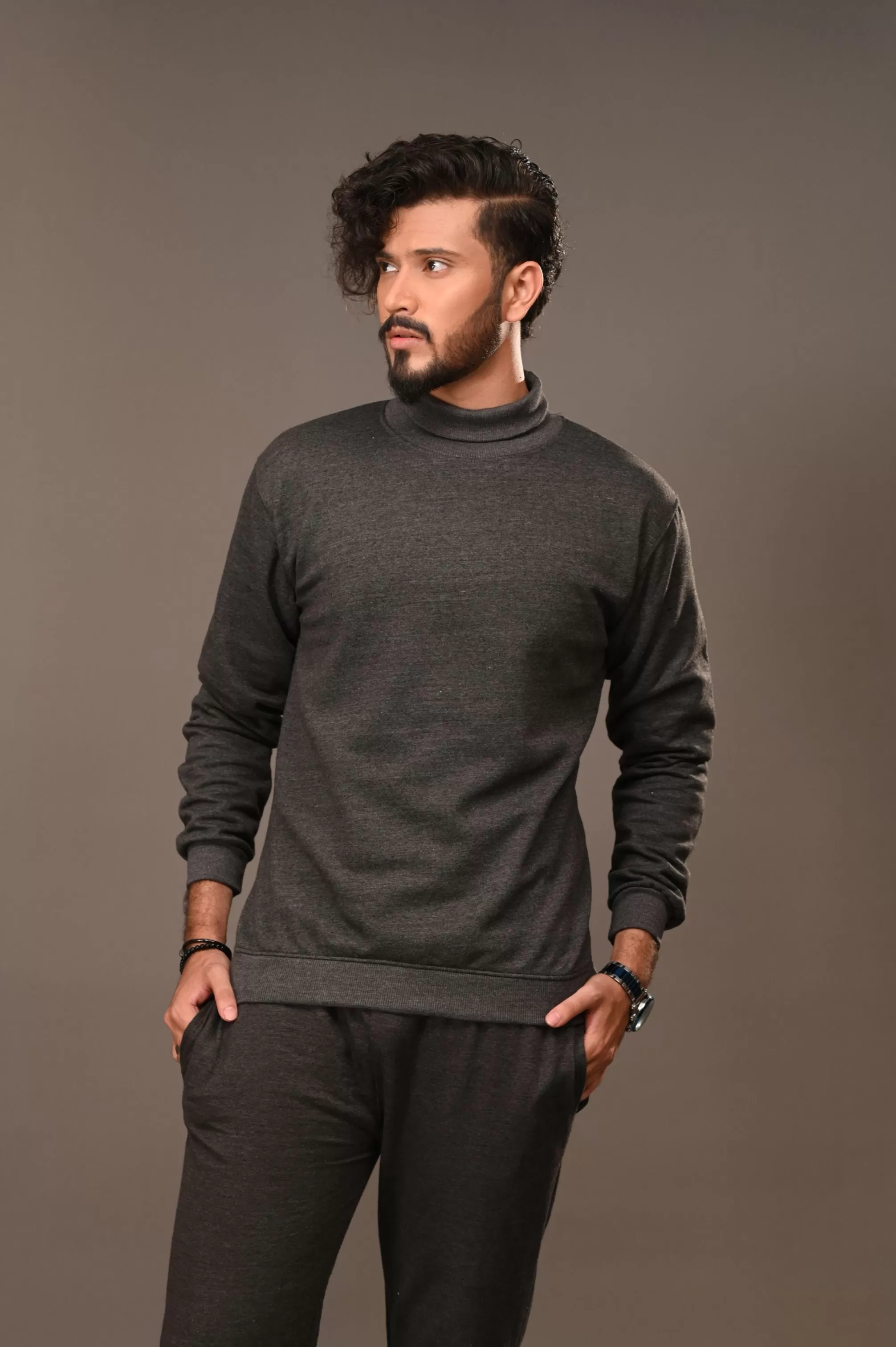 Charcoal Basic Mock Neck