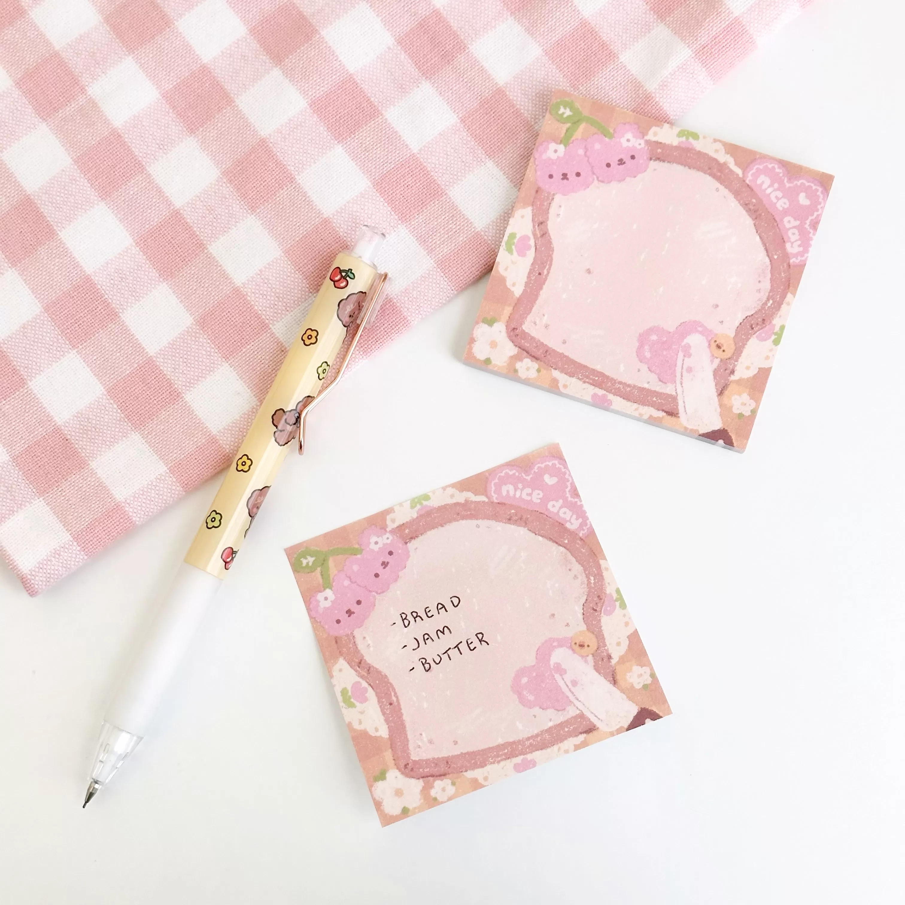 Cherry Jam Toast Sticky Note Memo Pad