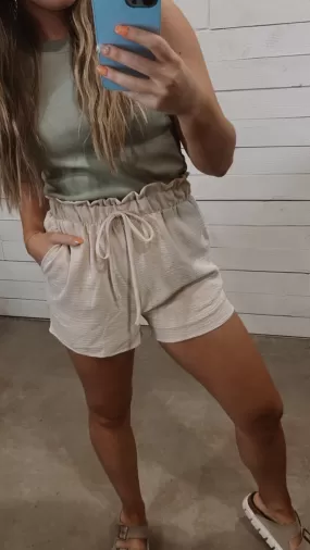 CHERYL TAUPE DRAWSTRING SHORTS