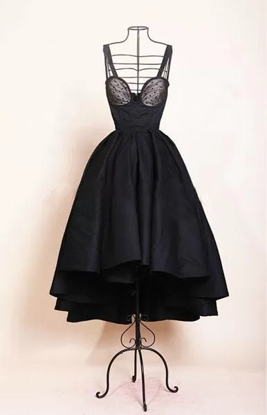 Chic Black Prom Dress Vintage Asymmetrical Cheap Prom Dress #ER295