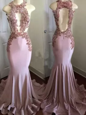 Chic Mermaid Pink Prom Dress Cheap Beautiful Long Prom Dress #ER252