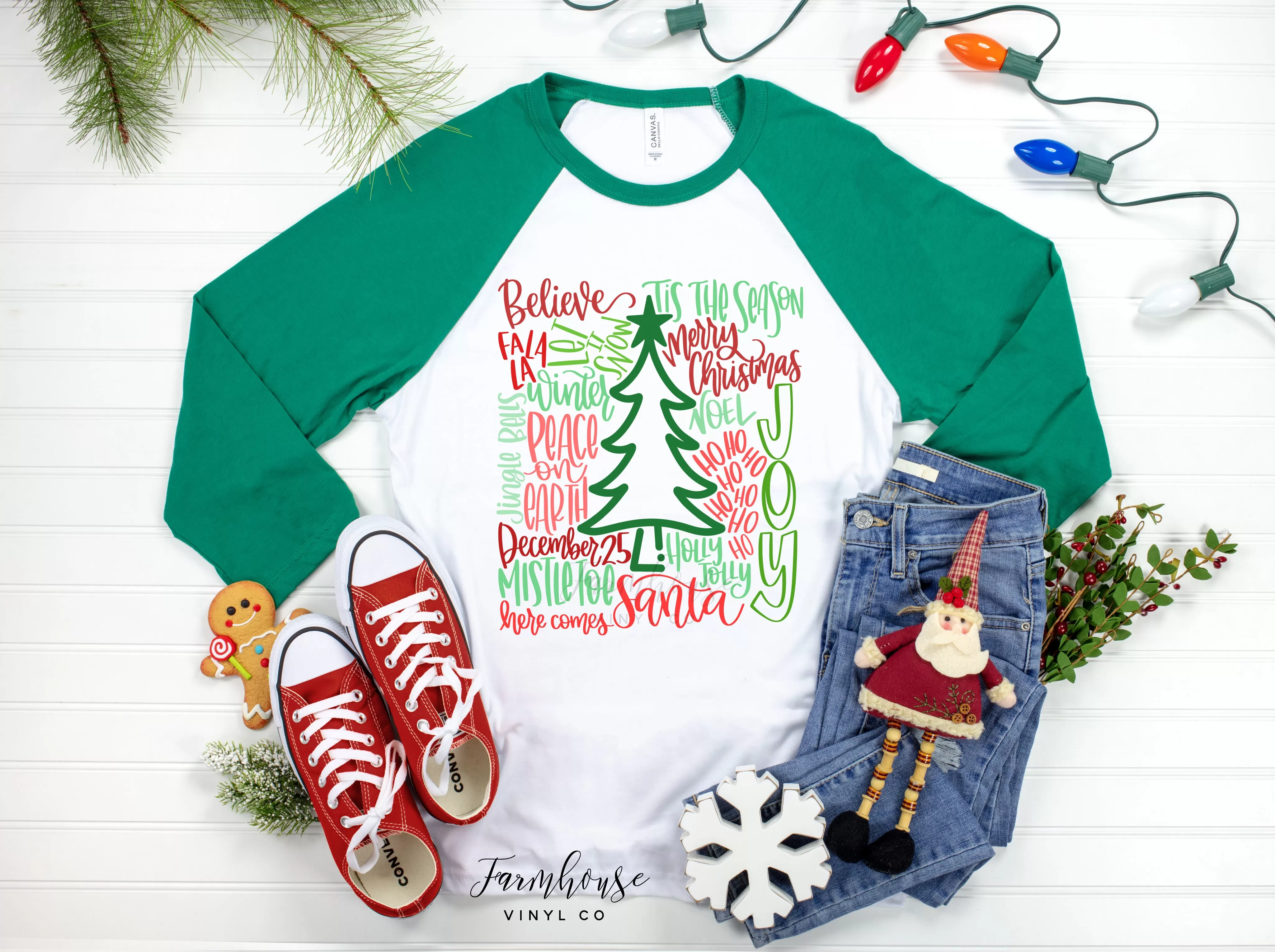 Christmas Santa Sayings Raglan Shirt