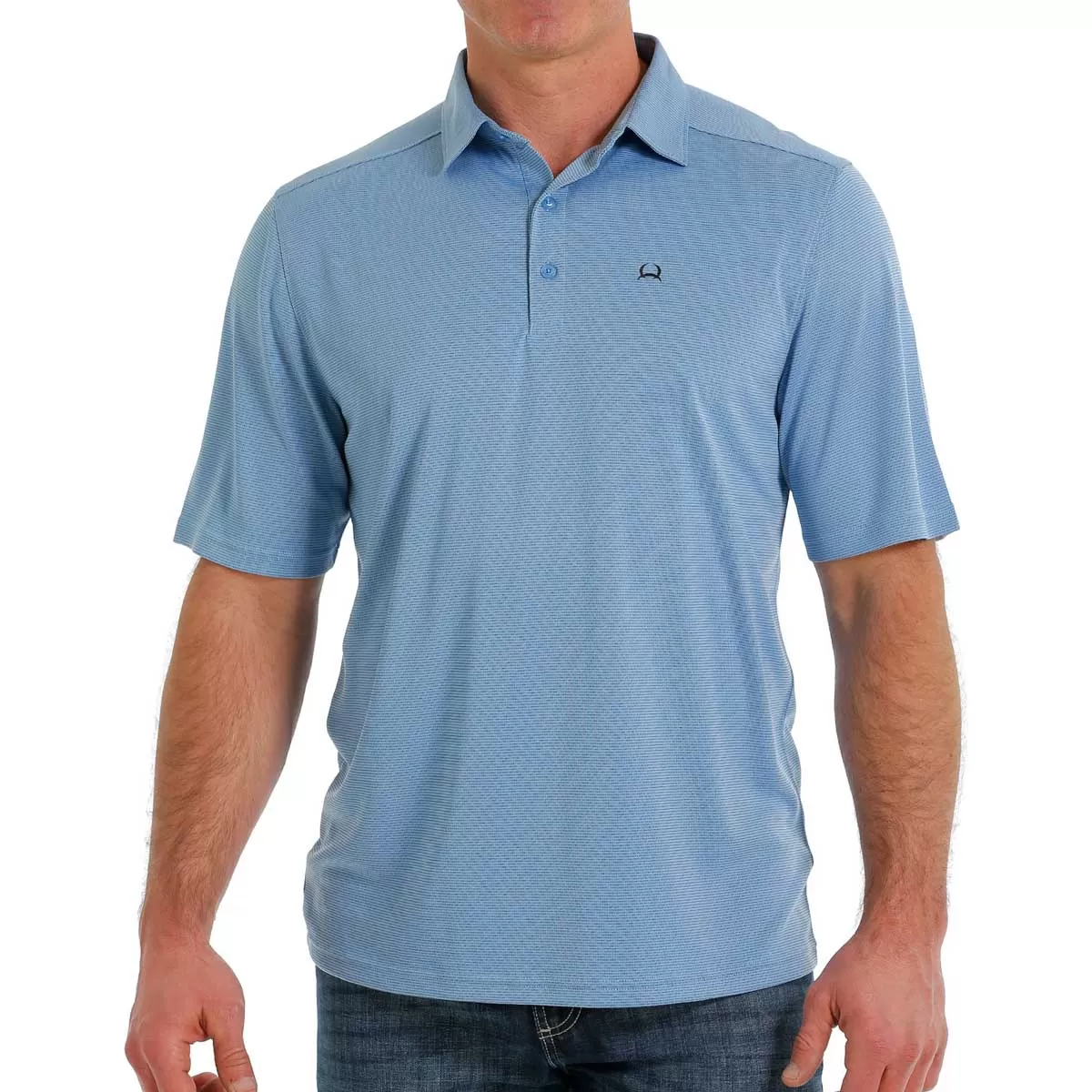 Cinch Men's Arena Flex Tiny Dots Polo Short Sleeve Shirt - Light Blue