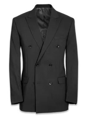 Classic Fit Essential Wool Double Breasted Peak Lapel Suit Jacket - Black