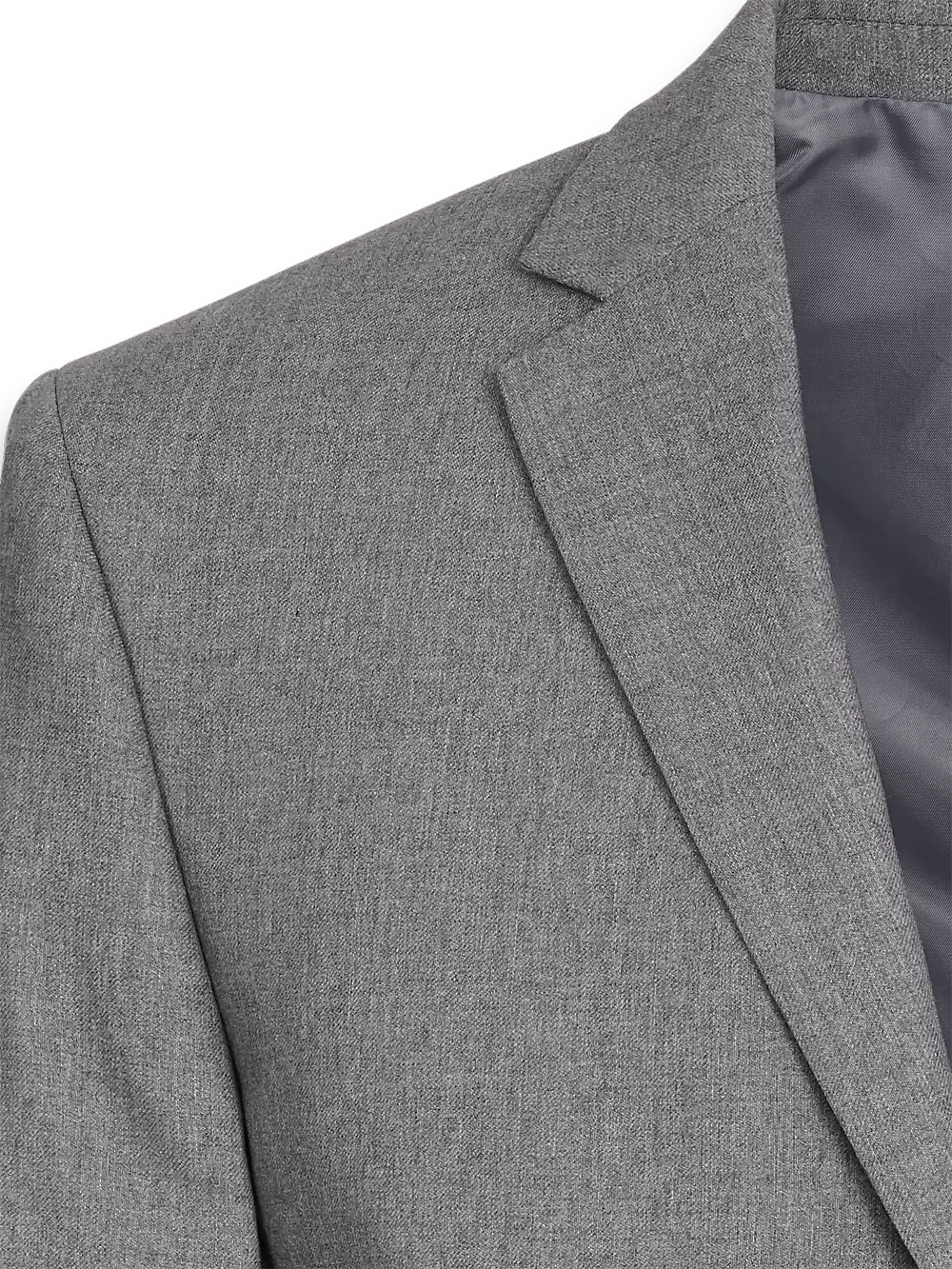 Classic Fit Essential Wool Notch Lapel Suit Jacket - Grey