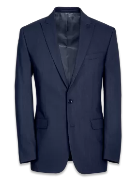 Classic Fit Essential Wool Peak Lapel Side Vents Suit Jacket - Navy