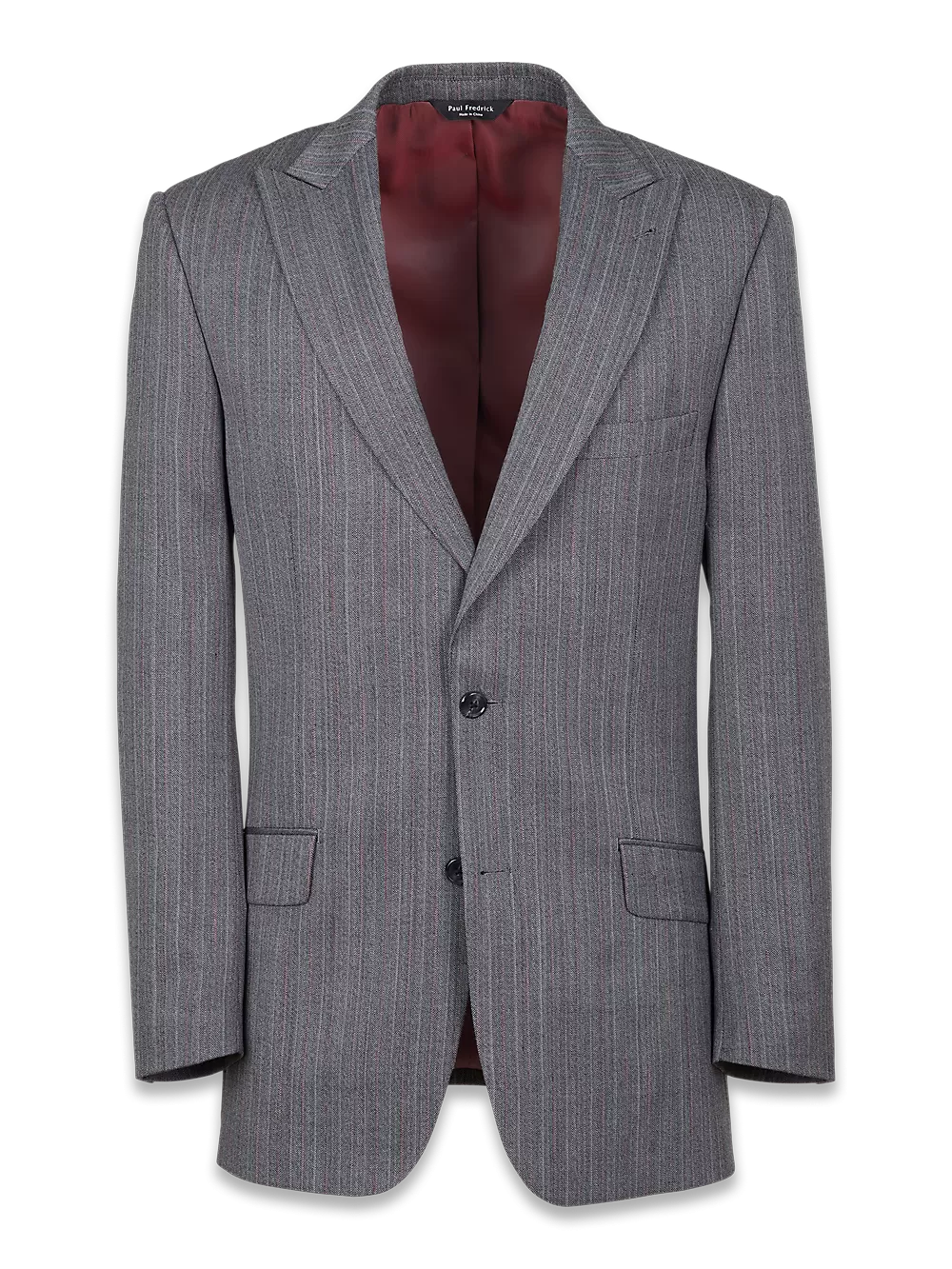 Classic Fit Herringbone Peak Lapel Suit Jacket - Black