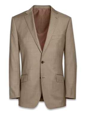 Classic Fit Sharkskin Notch Lapel Suit Jacket - Tan