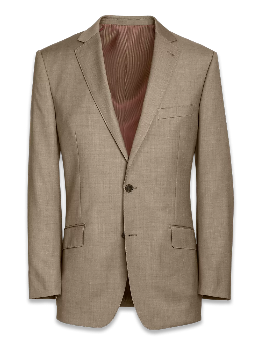 Classic Fit Sharkskin Notch Lapel Suit Jacket - Tan