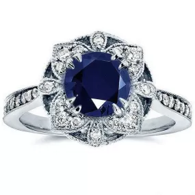 Classic Flower Shaped Sapphire Emerald Ring