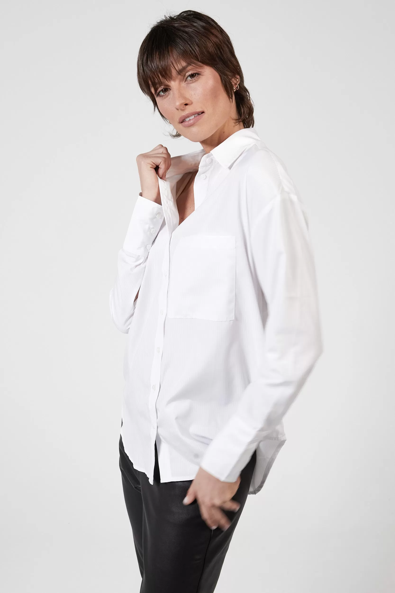 COLTON BOYFRIEND SHIRT - WHITE STRIPE