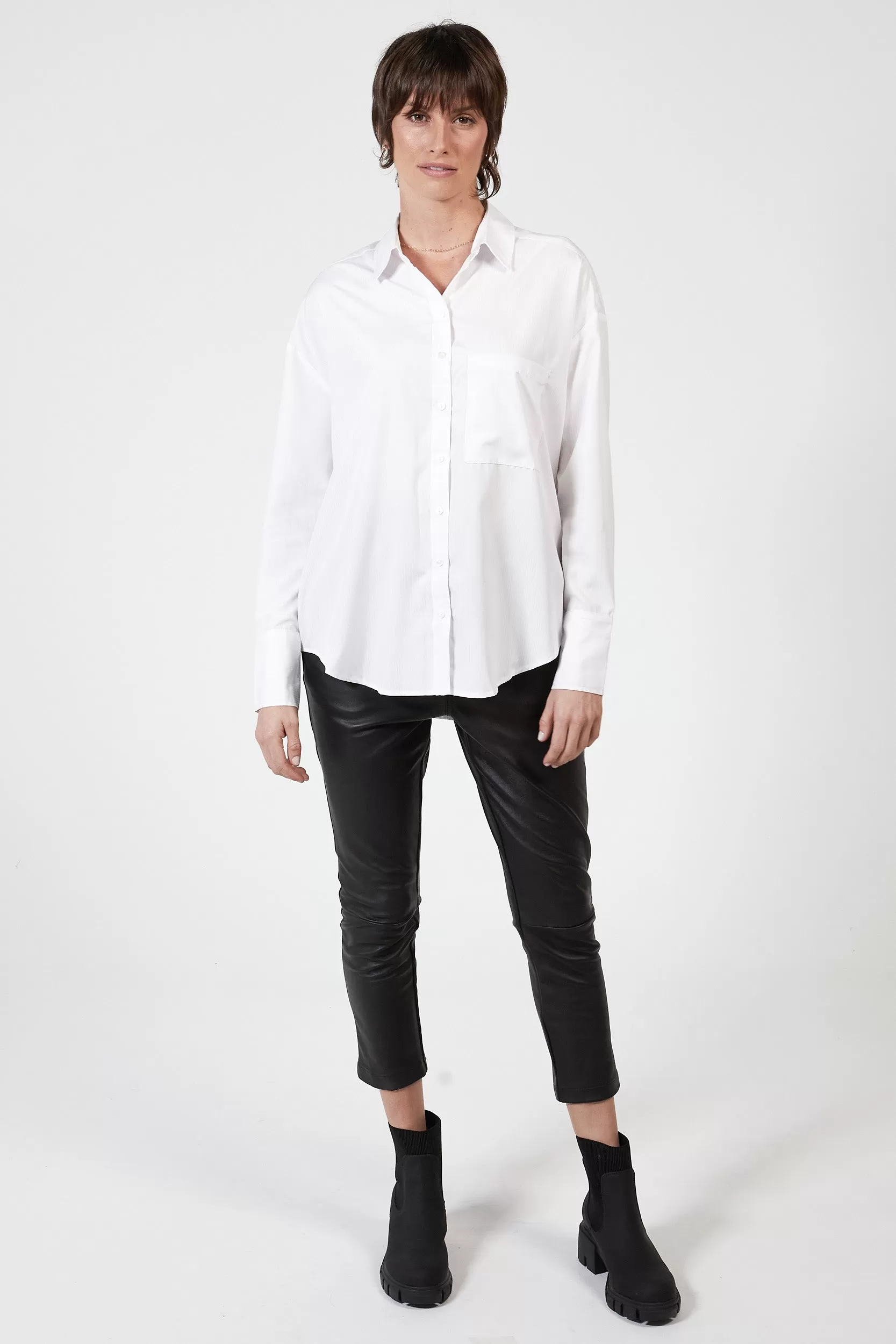 COLTON BOYFRIEND SHIRT - WHITE STRIPE