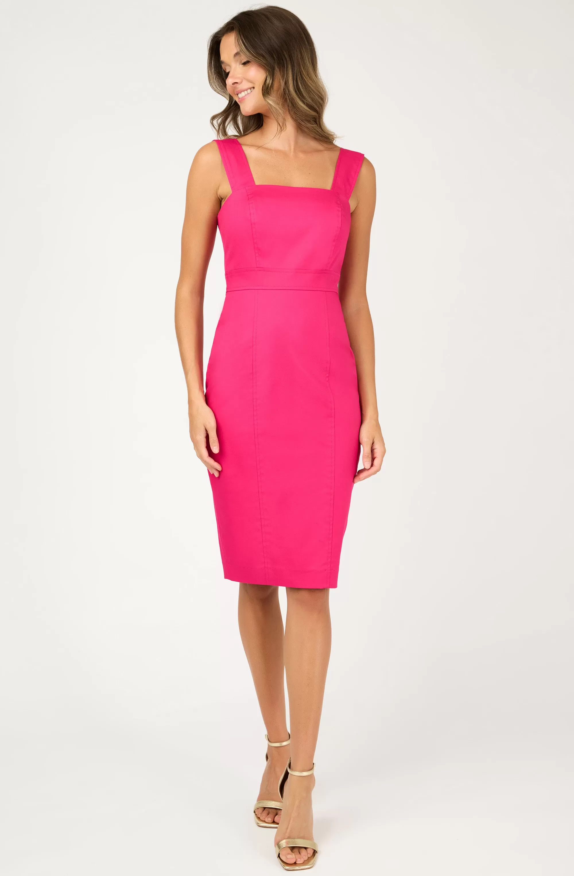 Cotton Fitted Dress with Wide Straps