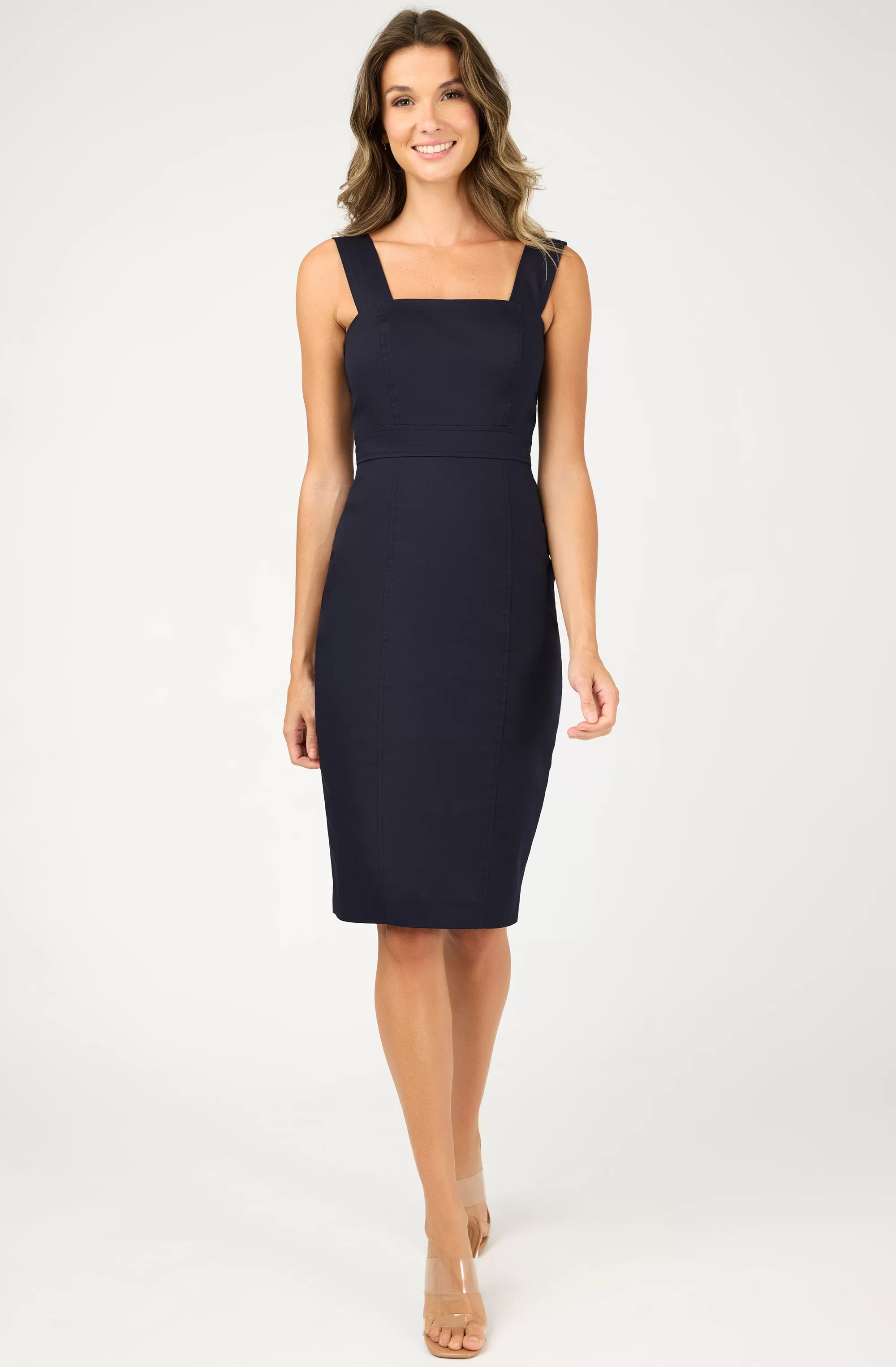 Cotton Fitted Dress with Wide Straps