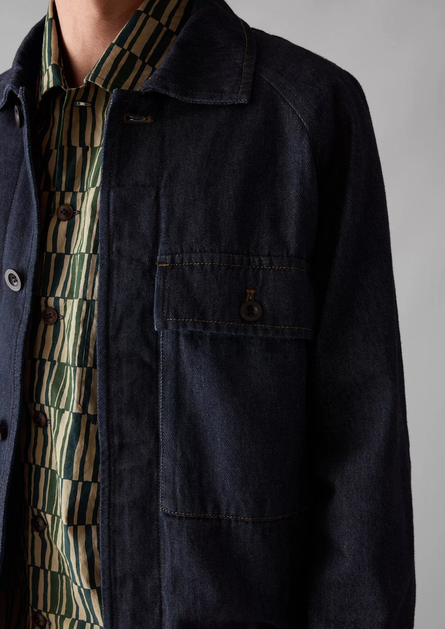 Cotton Hemp Denim Jacket | Indigo