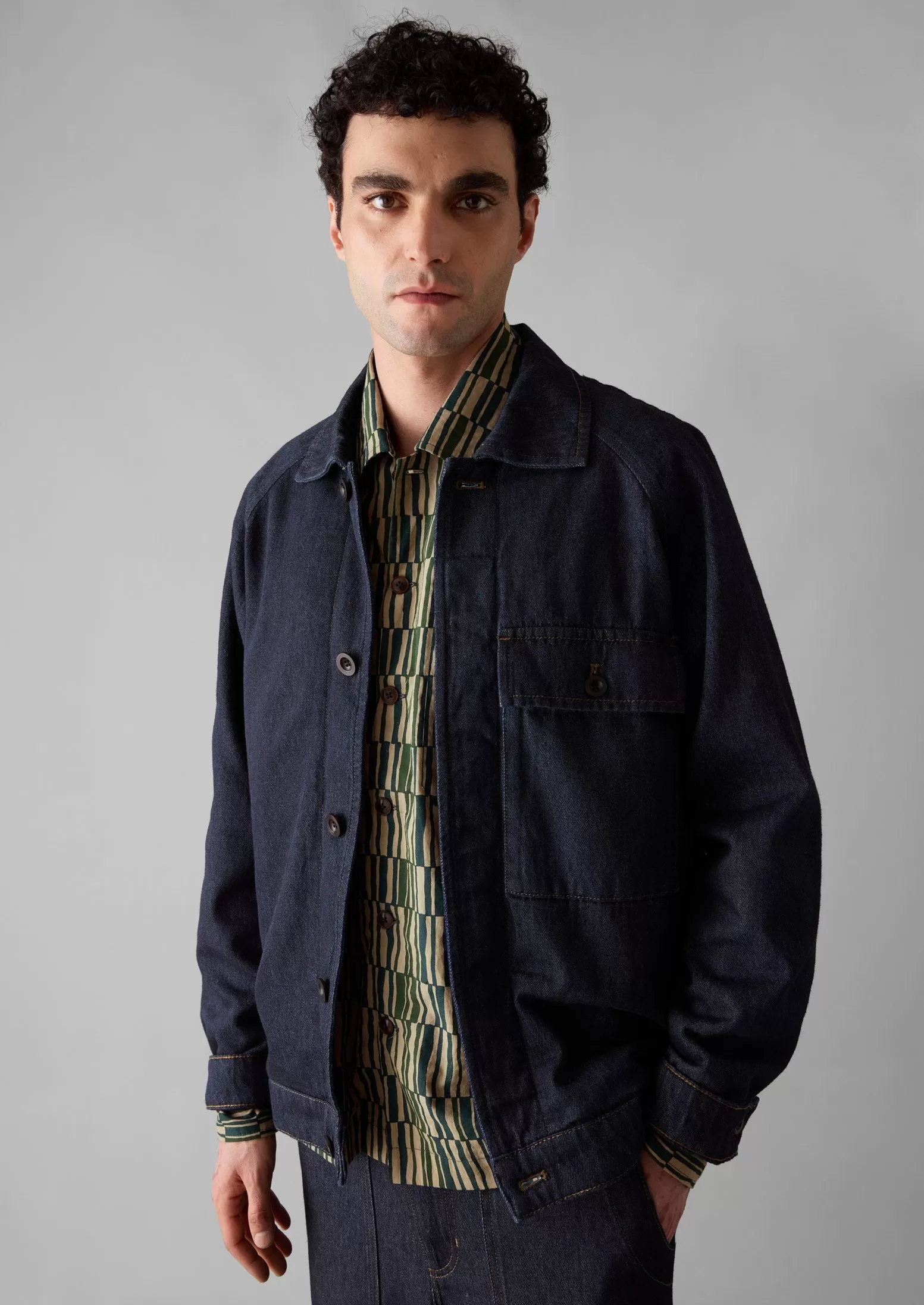 Cotton Hemp Denim Jacket | Indigo