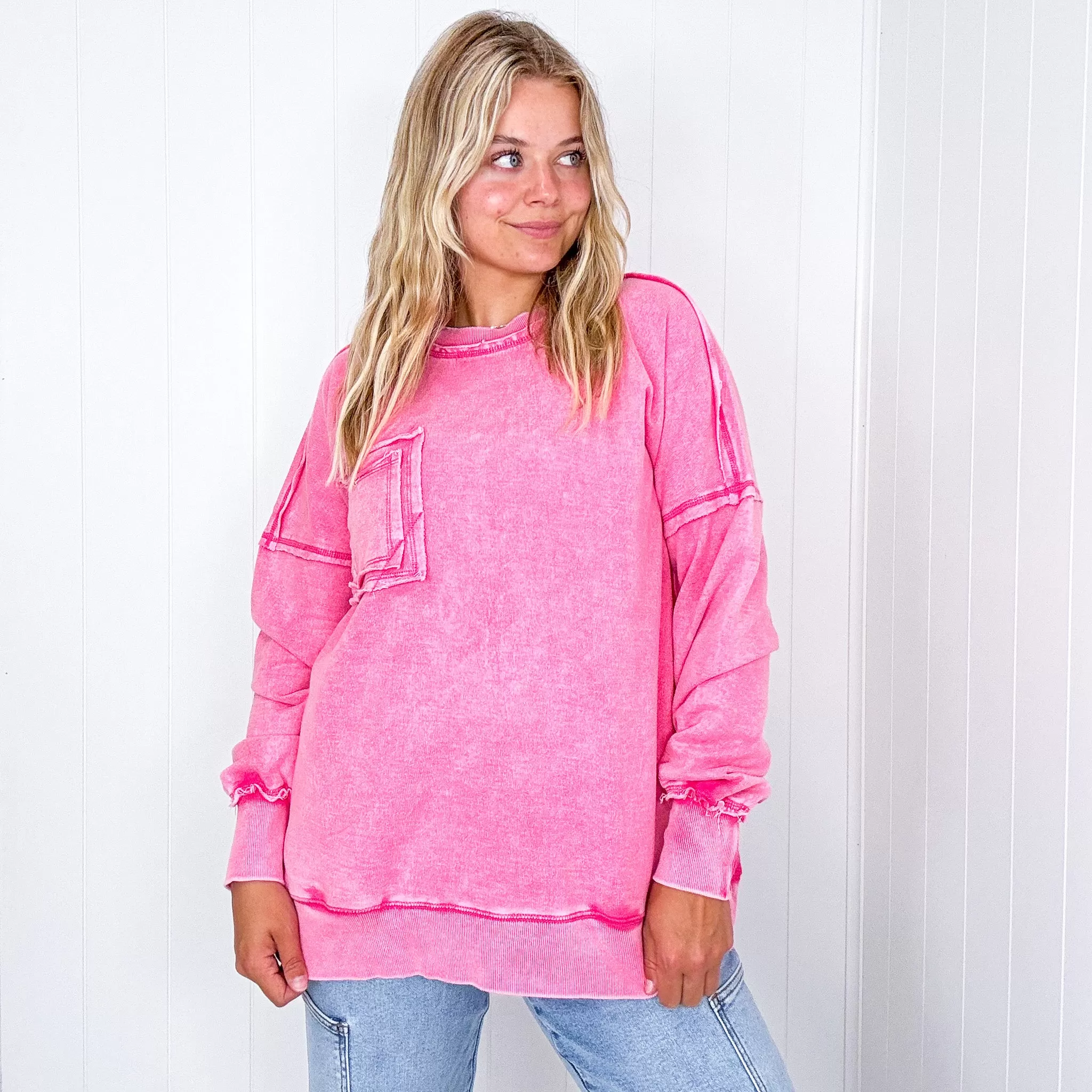 Cozy Nights Mineral Washed Oversized Pullover in 4 Colors