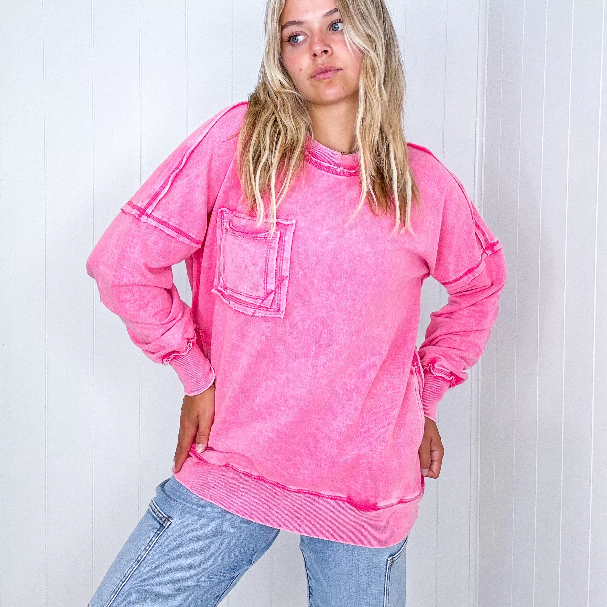 Cozy Nights Mineral Washed Oversized Pullover in 4 Colors