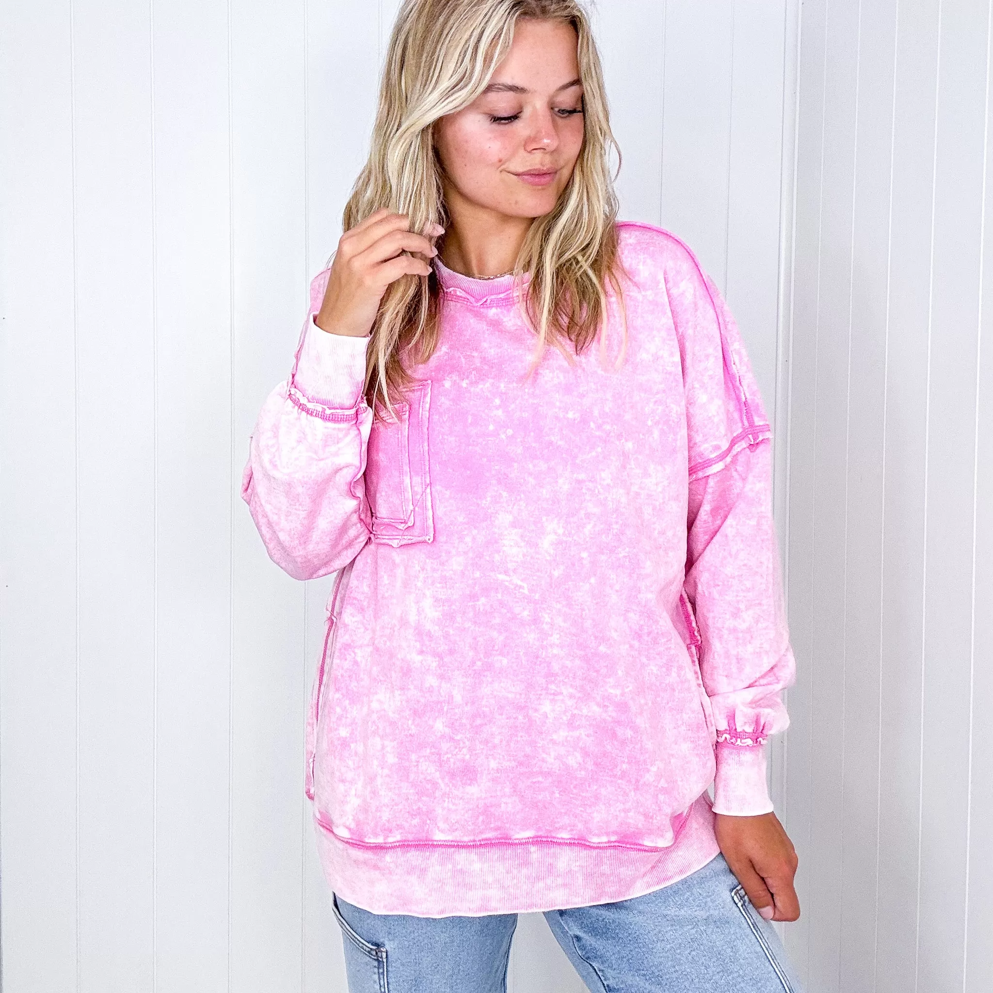 Cozy Nights Mineral Washed Oversized Pullover in 4 Colors