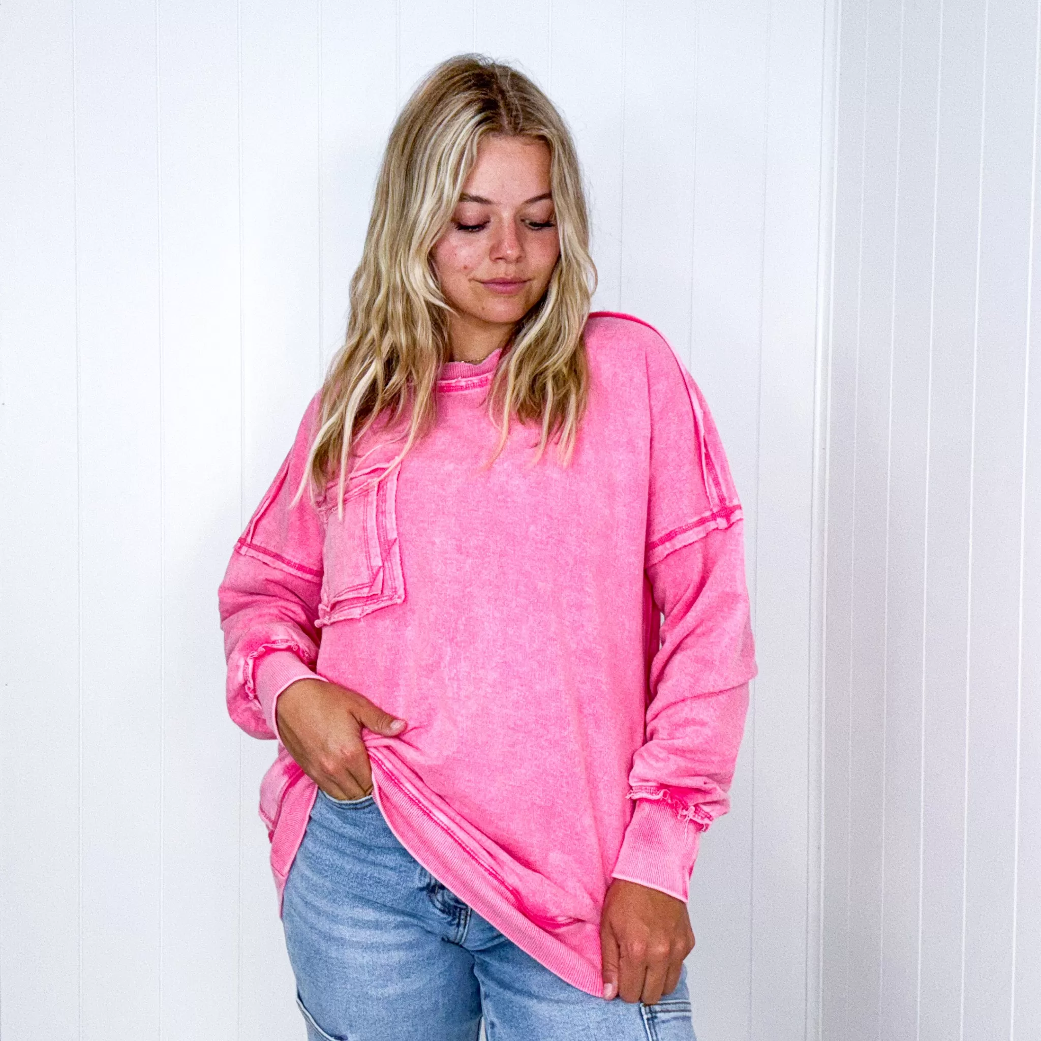 Cozy Nights Mineral Washed Oversized Pullover in 4 Colors