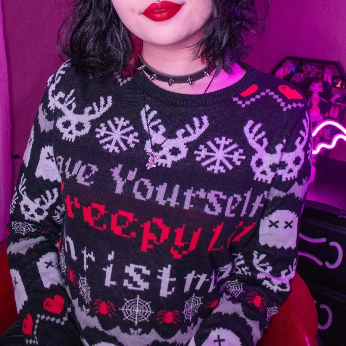 Creepy Lil Christmas Knit Sweater