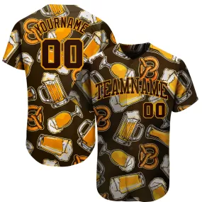 Custom 3D Pattern Design Beer Authentic Baseball Jersey