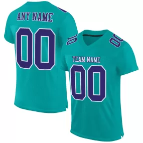 Custom Aqua Purple-White Mesh Authentic Football Jersey