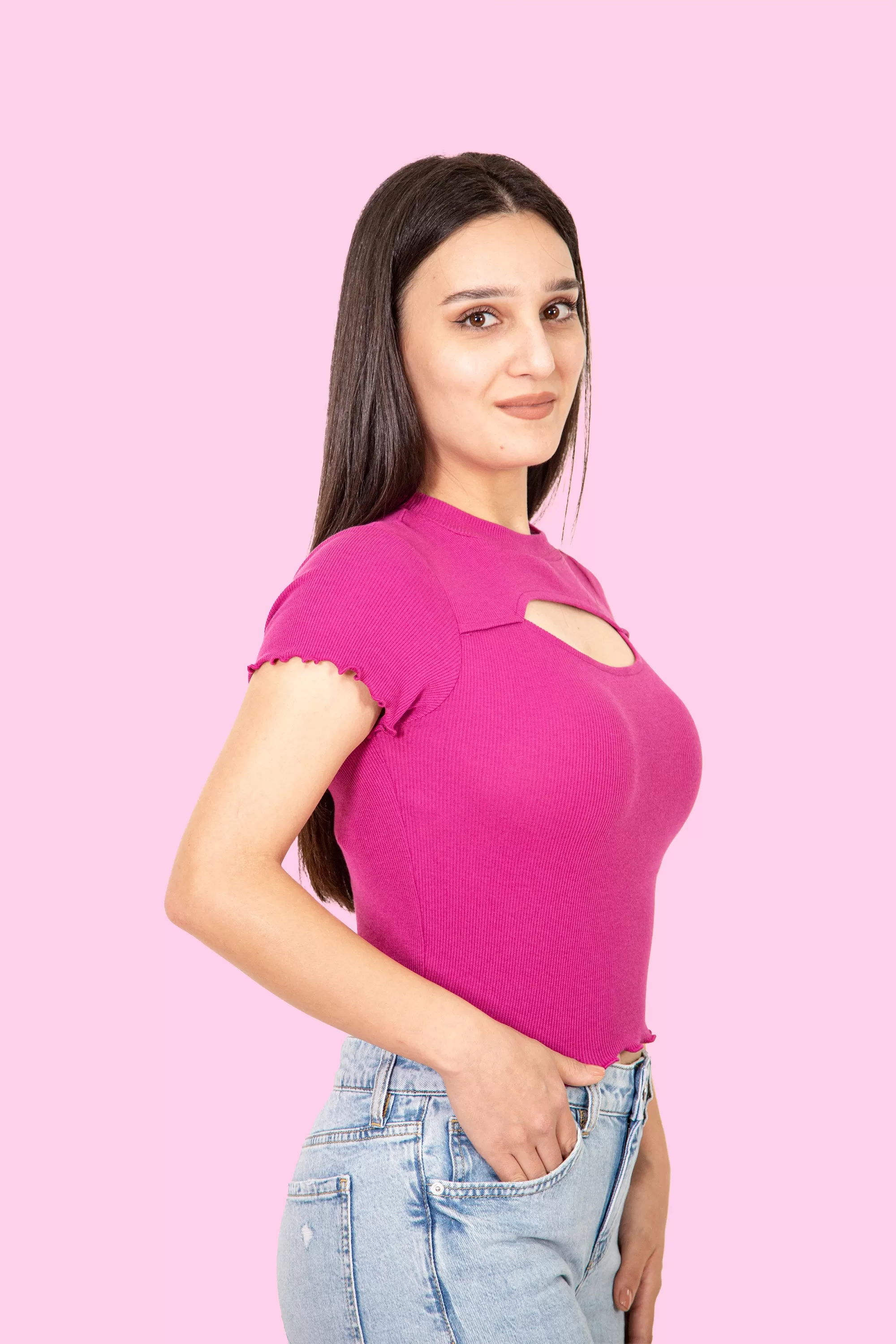 Cutout Crew-Neck Crop Top