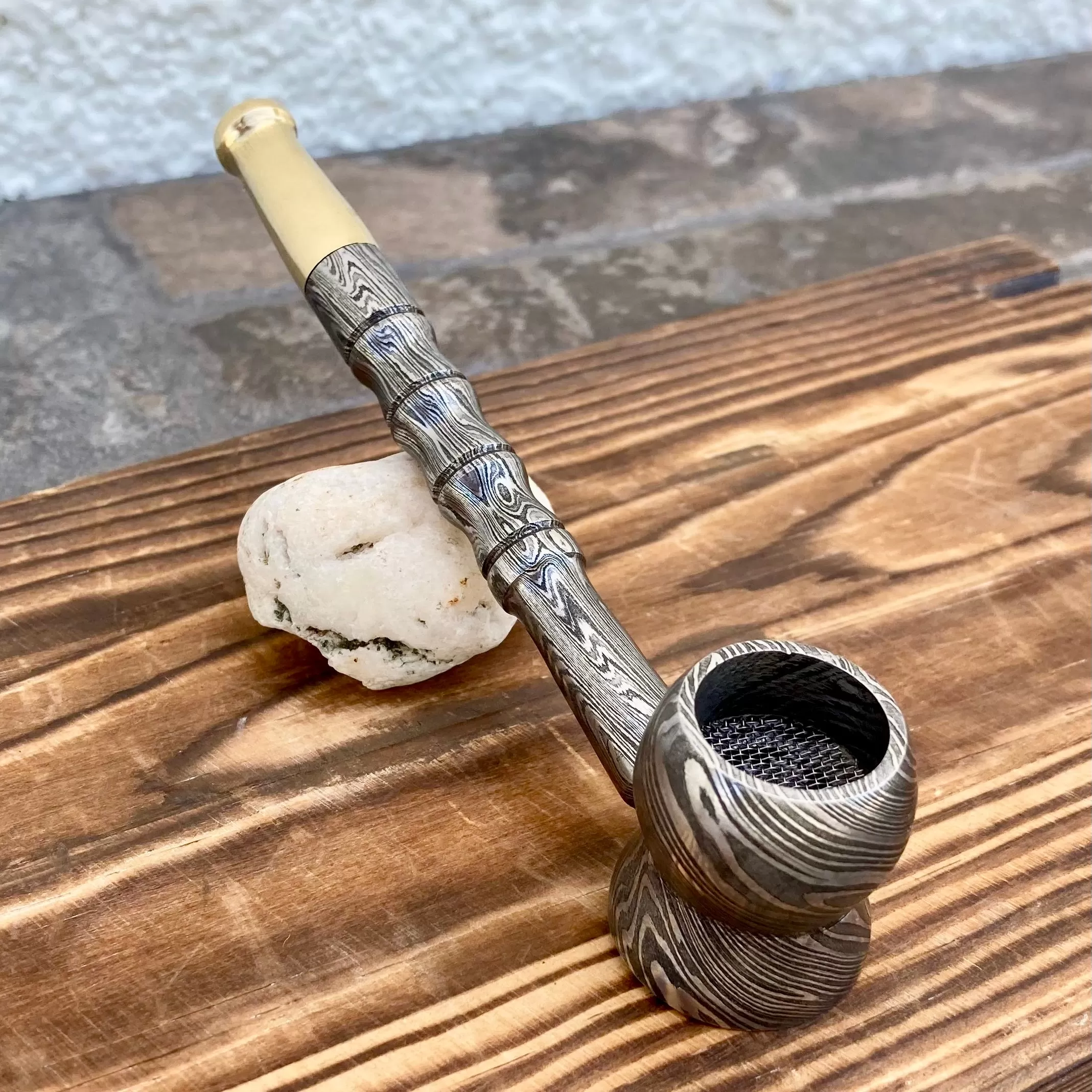 Damascus Steel Pipe - Gold Tip - The Chops - Chop1