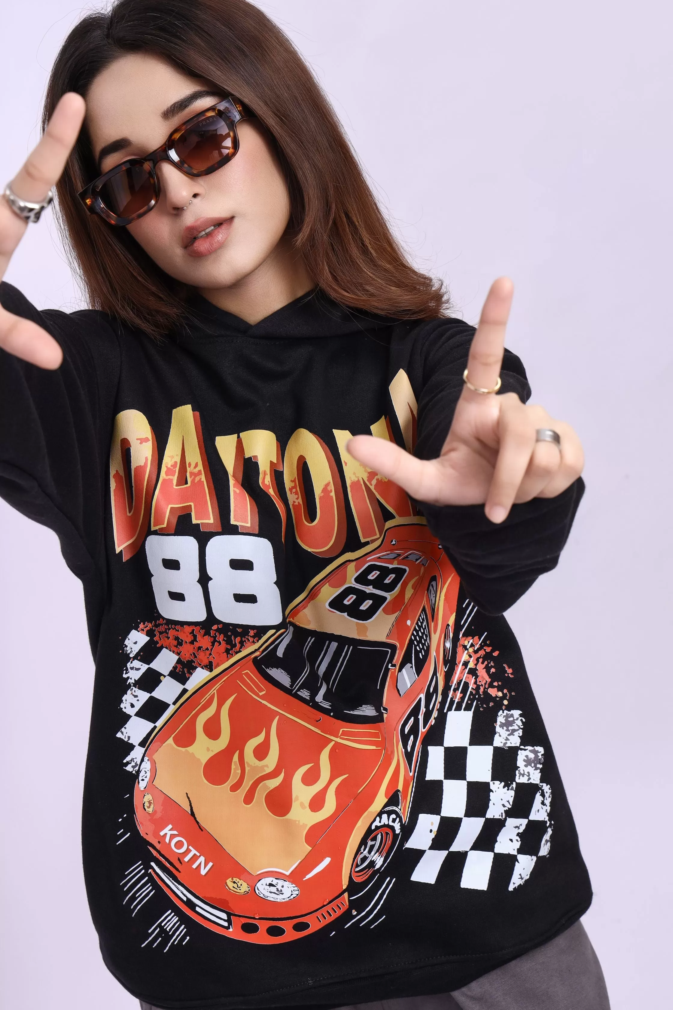 Daytona Black Oversized Hoodie