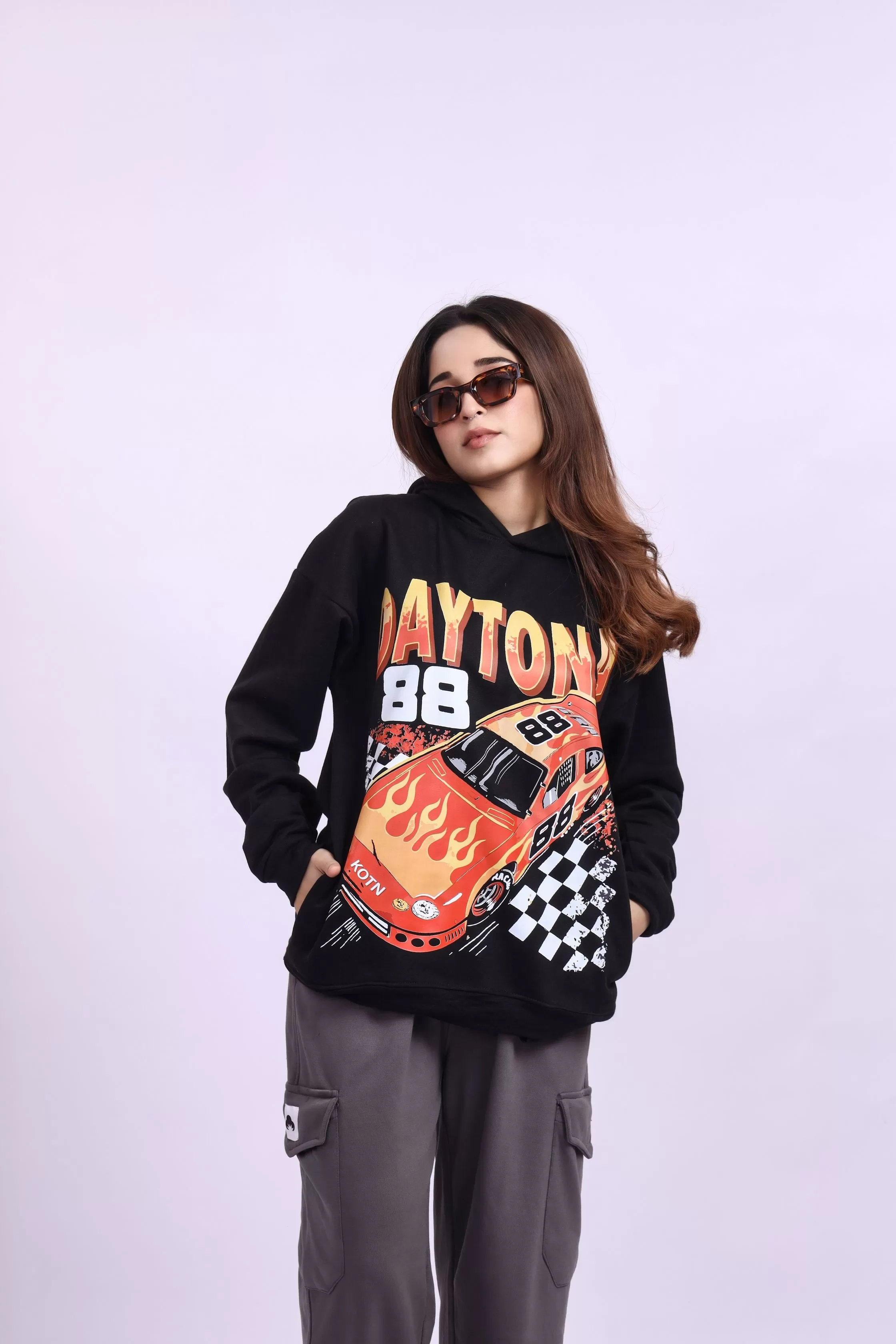 Daytona Black Oversized Hoodie