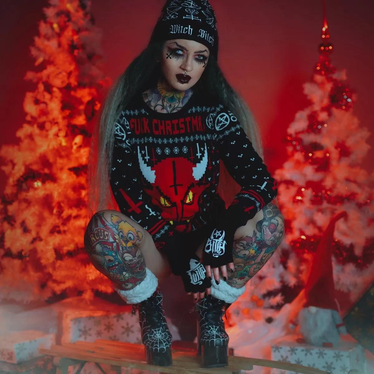 Demon Face Knit Christmas Sweater